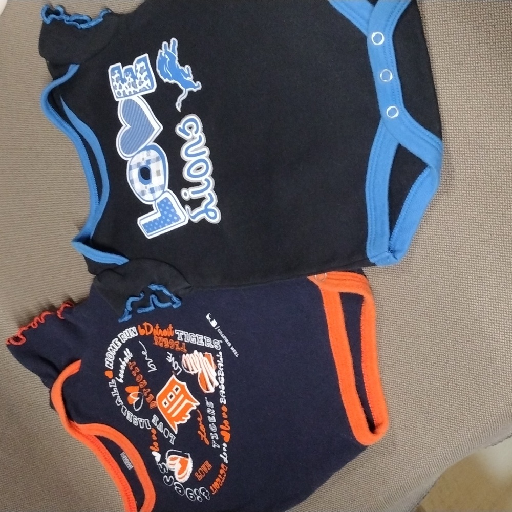 2 Detroit 3/6m & 12m onsies
